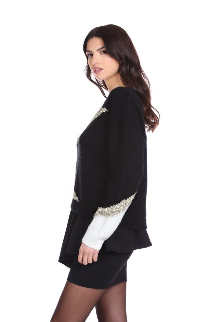Maglia BISUMO manica lunga con jacquard lurex zig zag
