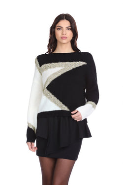 Maglia BISUMO manica lunga con jacquard lurex zig zag