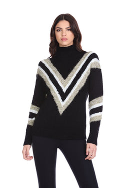 Maglia FRYLLET manica lunga collo alto con jacquard lurex punte