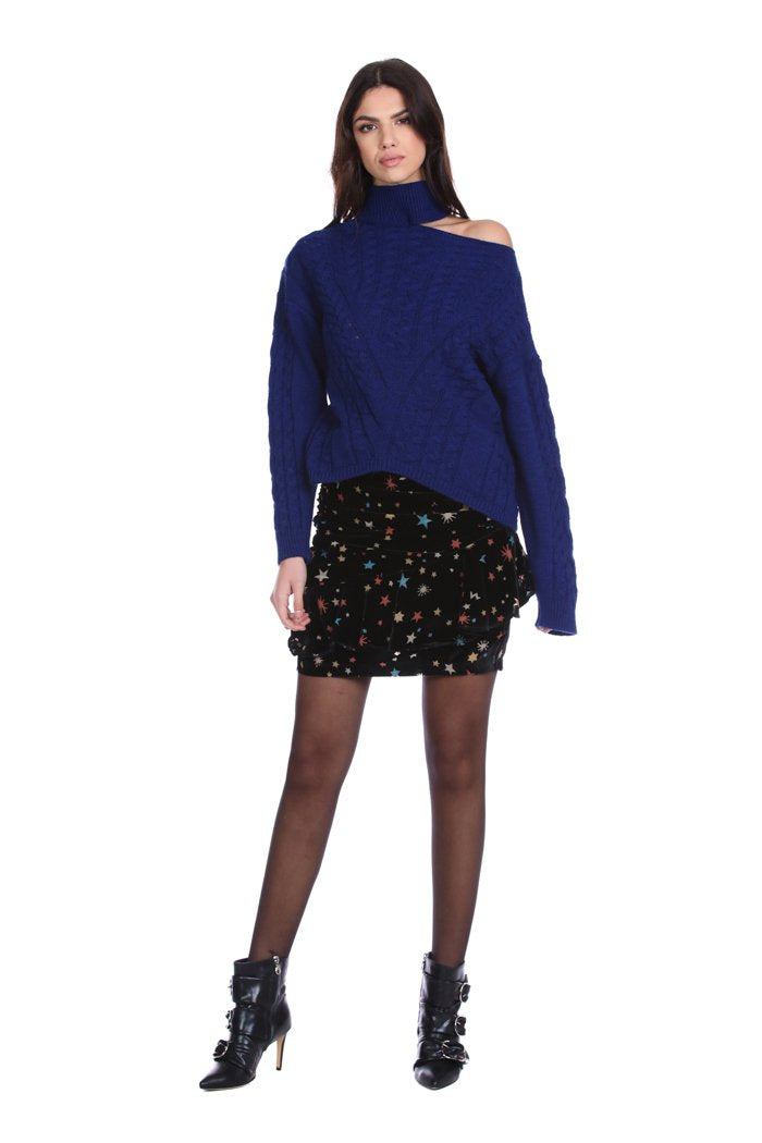Maglia DIKERFY corta manica lunga collo alto con apertura jacquard trecce