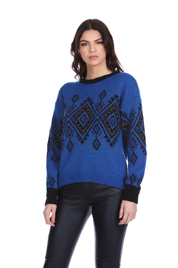 Maglia FREGEL manica lunga jacquard rombi più lurex