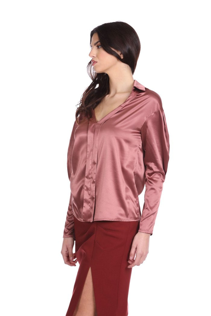 Blusa CRUSETTYN manica lunga con pinces più finta abbotonatura