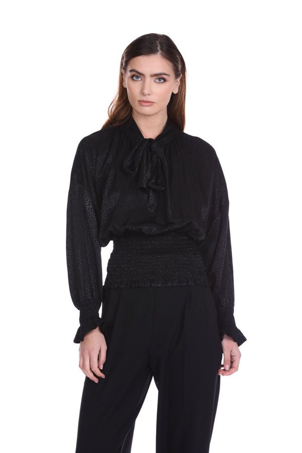 Blusa NEFT manica lunga pipstrello scollo con fusciacca punto smok