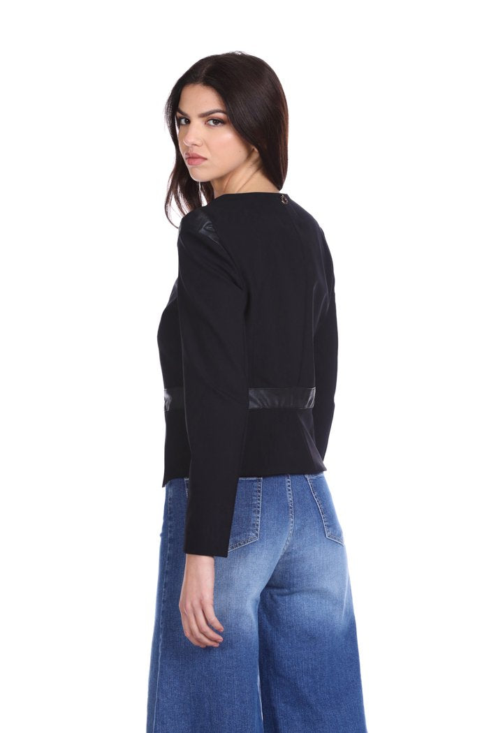 Giacca VIUFE corta manica lunga senza collo con zip più inserti ecopelle