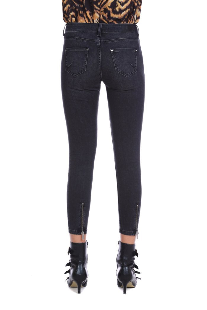 Jeans MARILYN 5 tasche più zip fondo slim fit denim black