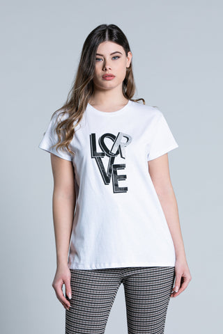 T-shirt ROPPONGI mezza manica con stampa più strass love