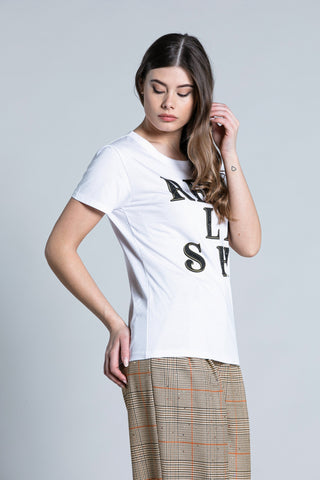 T-shirt AKITA mezza manica con stampa logo più strass