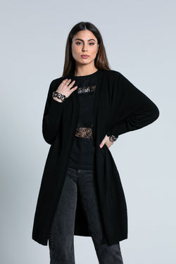 Cardigan TEX lungo manica lunga con dettaglio catena più tasche