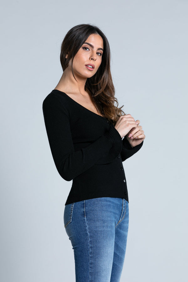 Cardigan JUR manica lunga con rouches costina