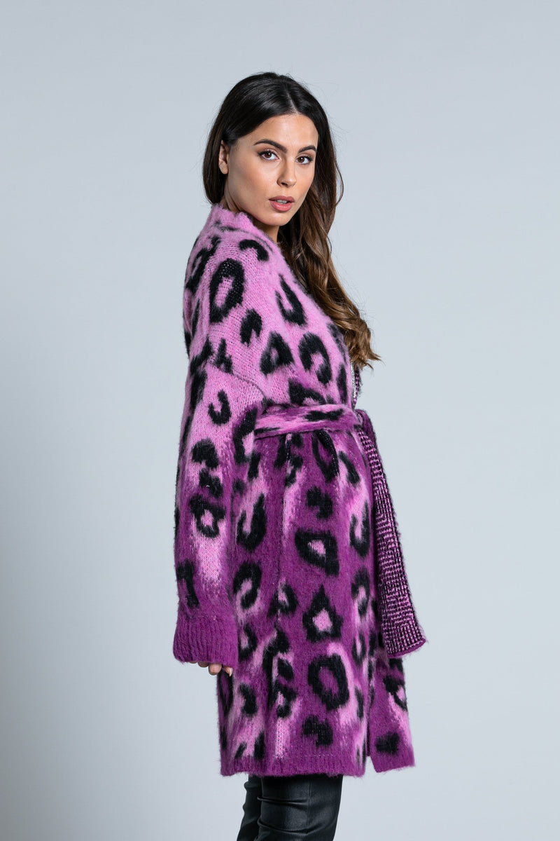 Cardigan GHEPPA lungo manica lunga con Cintura fant. maculata