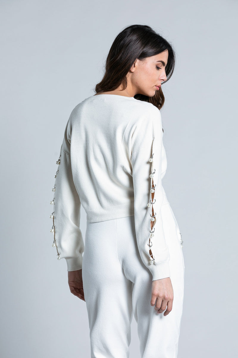 Maglia SEVERET corta manica lunga con apertura più anelli con perle