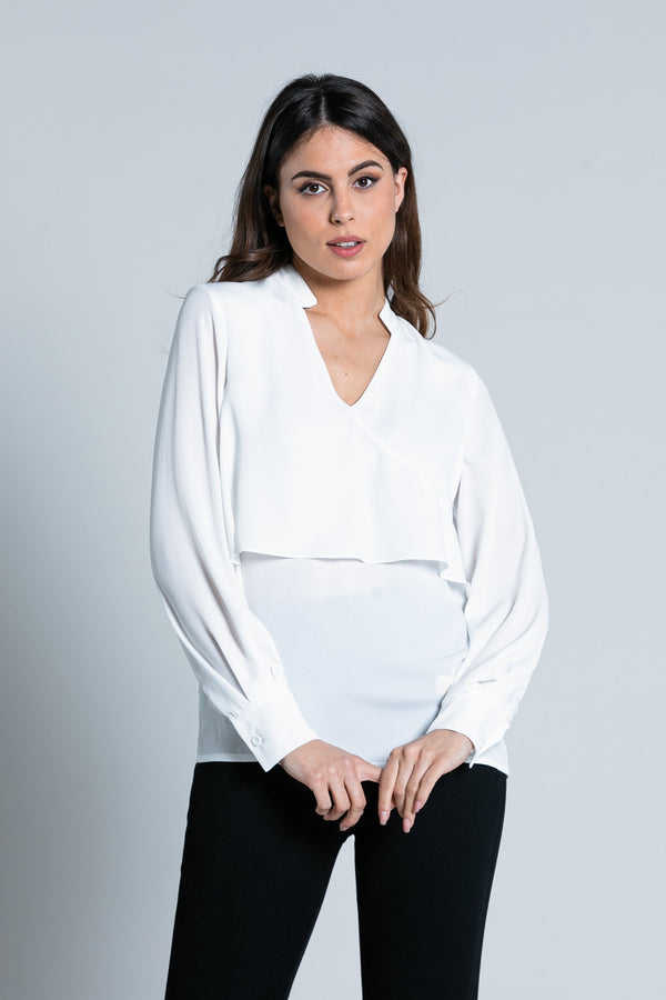 Blusa LADIO manica lunga scollo v con pannello