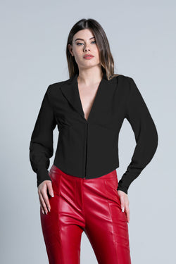 Camicia ELIS manica lunga con piega più bottoncini con bustino alto più ganci più punto smok