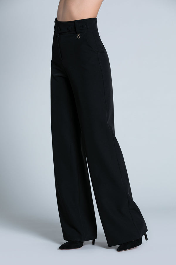 Pantalone SEDDY vita alta palazzo con cinturino più bottoni più tasche francesi