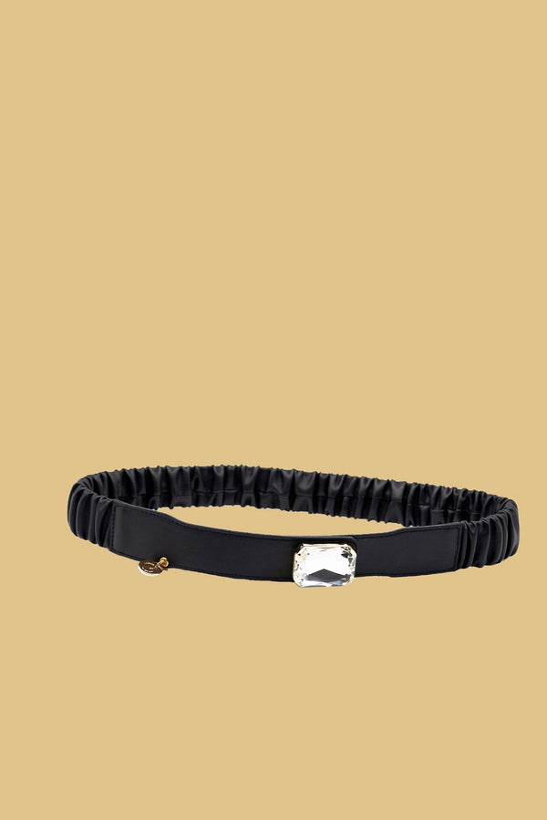Cintura ESCOVENO_BLACK con cabochon ecopelle