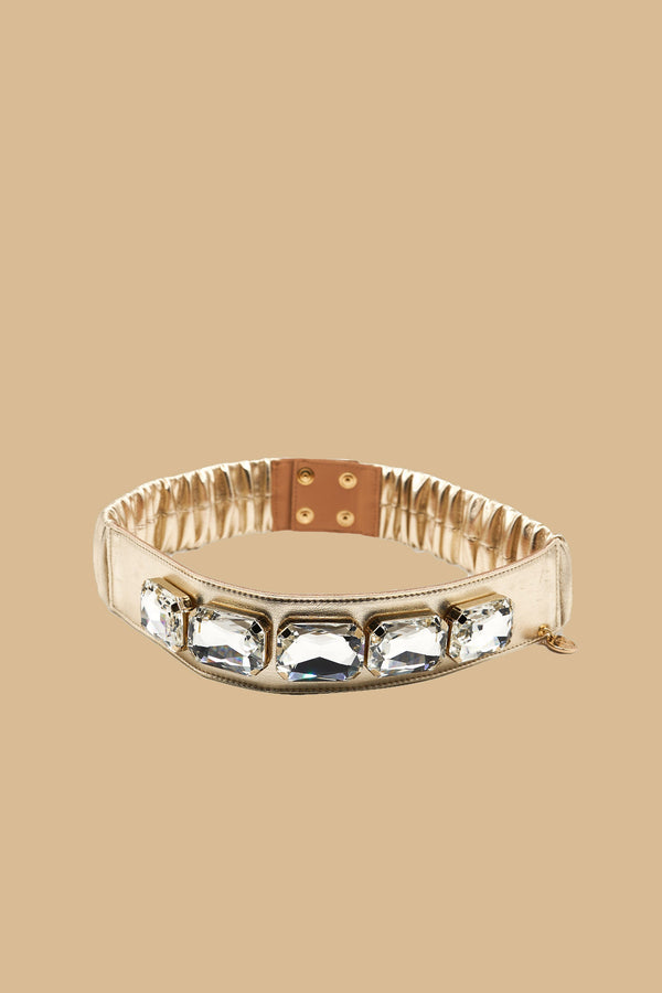 Cintura PRODICT elasticizzata con cabochon metallizzata