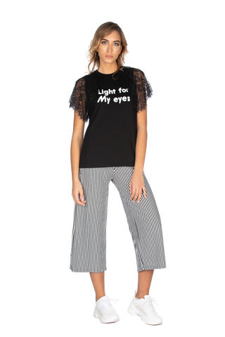 t-shirt VENICES mezza manica pizzo più stampa