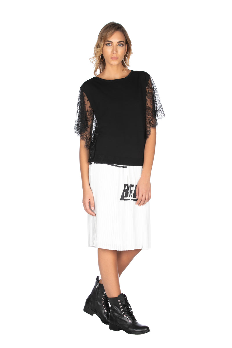 Maglia mezza manica con volant pizzo, Relish Fashion Moda, Primavera Estate 2020, abbigliamento donna