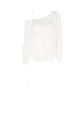 Blusa BUSHIRE monospalla manica lunga georgette con coulisse fianco