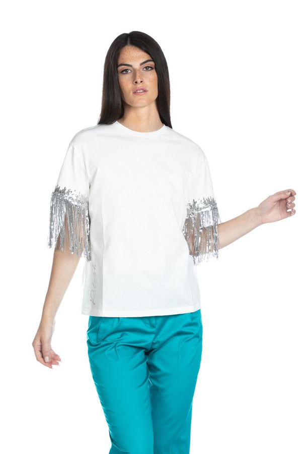 T-shirt BYSTRANA mezza manica con frange più paillettes