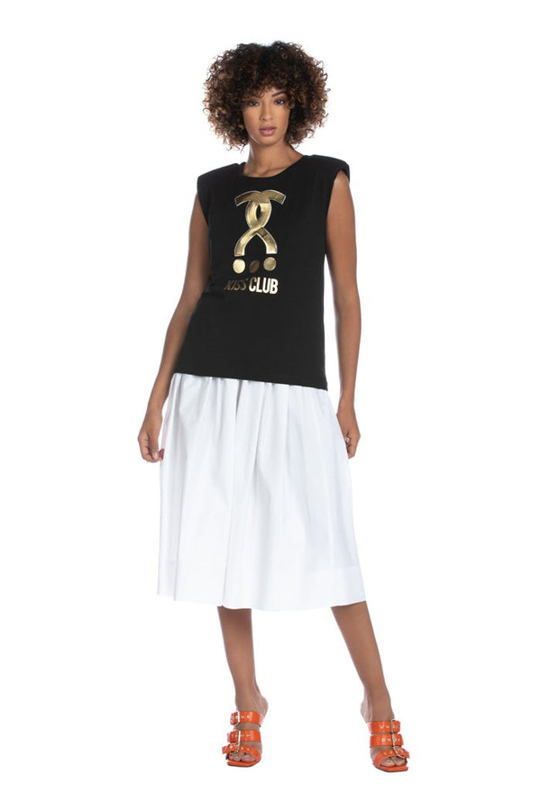 T-shirt BAUERIA mezza manica aletta con spalline con stampa spessorata oro