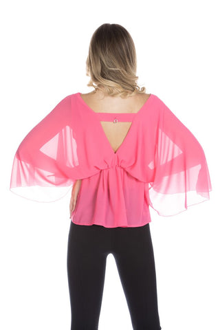 Blusa MASHER manica 3/4 a pipistrello doppio scollo v con arriccio vita