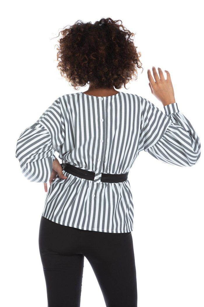 Blusa GYALA manica lunga con cintura fant. Righe