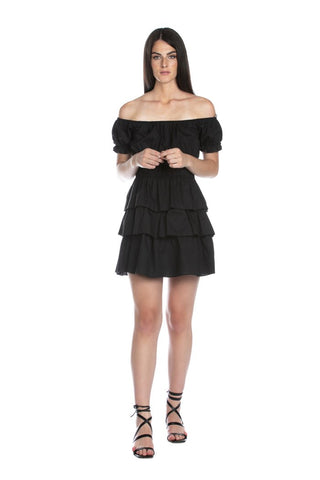 Abito BLAREIS corto mezza manica con arricci più rouches più balze