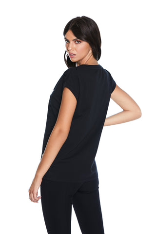T-Shirt NYUROF mezza manica con stampa offline più borchie