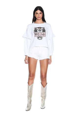 Felpa FRANTELS manica lunga con stampa tigre più applicazioni