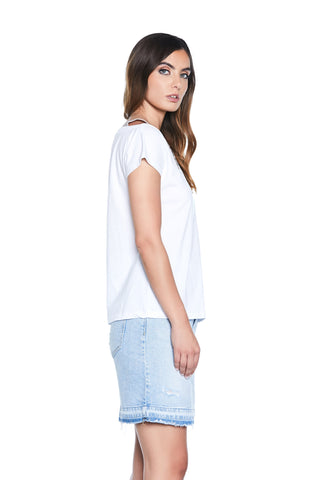 T-Shirt BRETIN mezza manica aletta scollo barca con spallina più strass