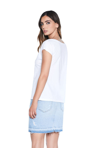 T-Shirt BRETIN mezza manica aletta scollo barca con spallina più strass