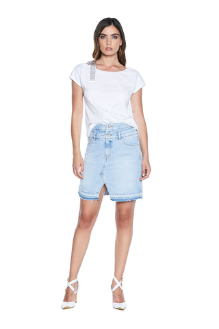 T-Shirt BRETIN mezza manica aletta scollo barca con spallina più strass