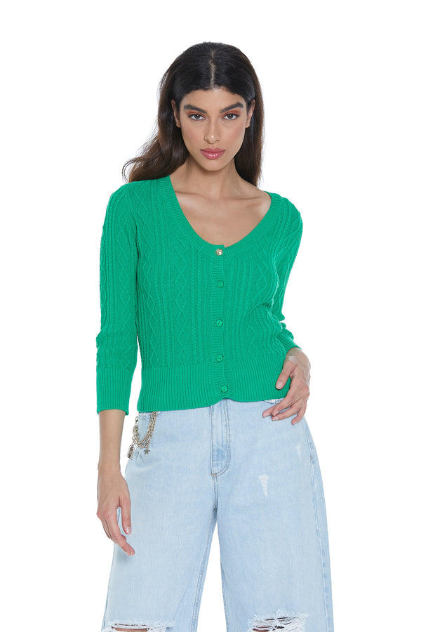 Cardigan NUSAKAN con lavorazione rombi