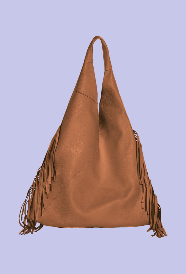 Borsa MIHO sacca 1 manico con frange pelle