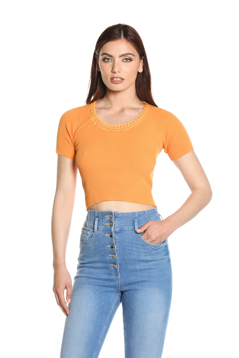 Maglia VRENTUN corta mezza manica con bordo collana a costina