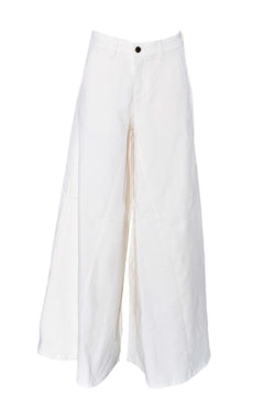 Pantalone TUTALA vita alta gamba ampia con tasche francesi velluto mille righe