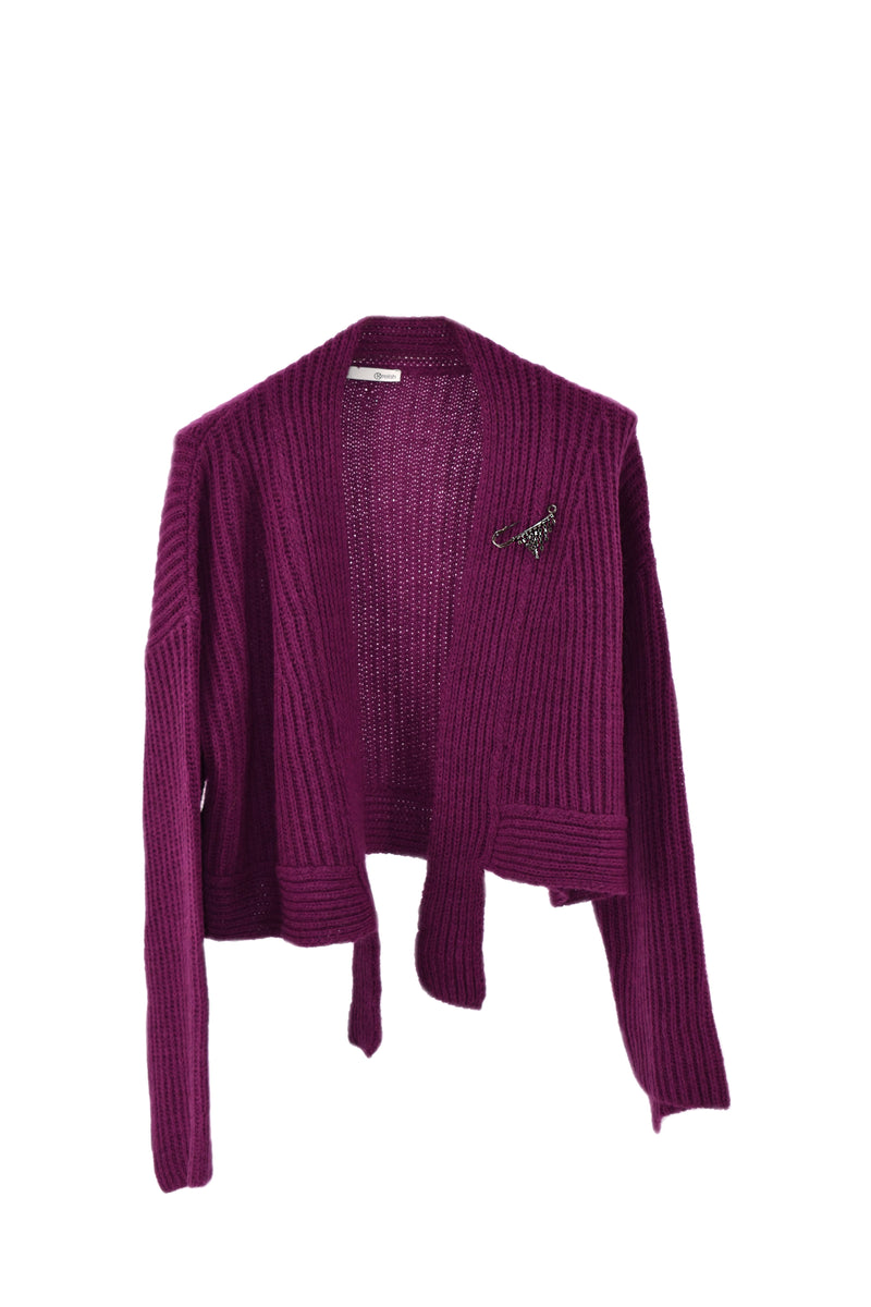 Cardigan HEMMA corto manica lunga con spilla