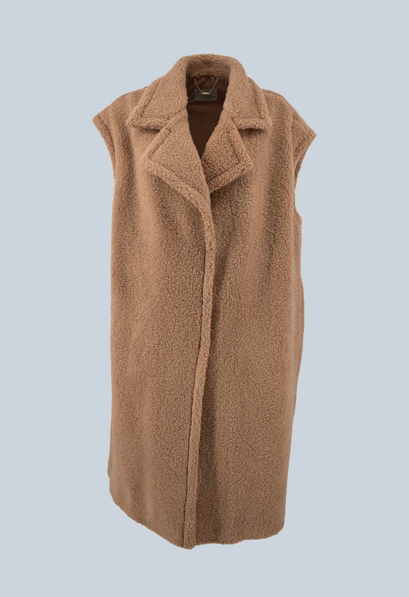 Cappotto NEZU lungo smanicato con tasche orsetto