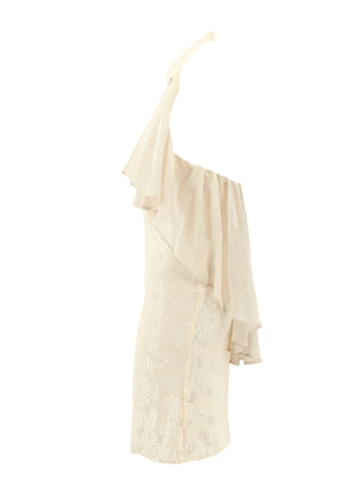 Abito ALINA corto con scollo sul retro con paillettes e volant