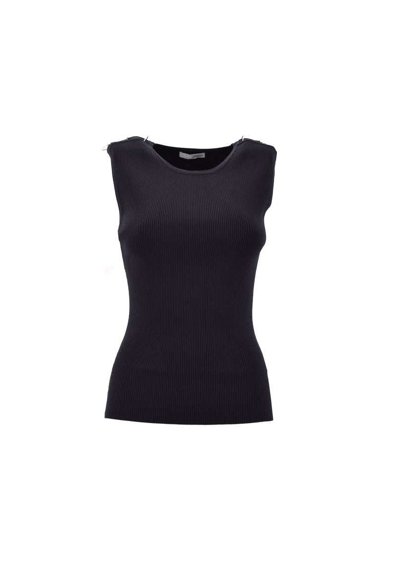Maglia BUTKIR senza manica con dettaglio anelli spalle costina