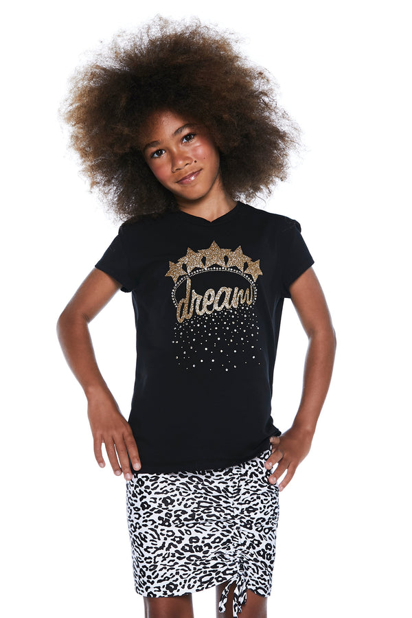 T-shirt DREAMER mezza manica con stampa dream stelle glitter più  strass