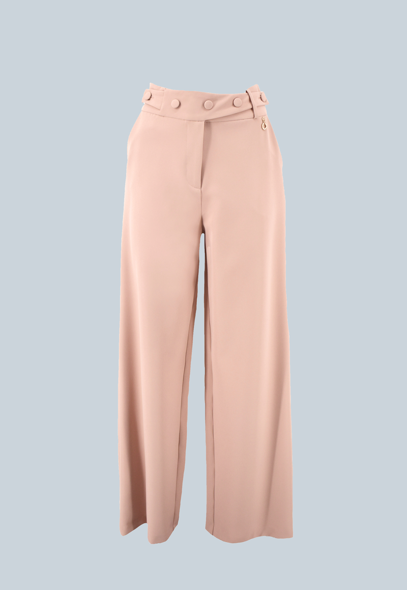 Pantalone SEDDY vita alta palazzo con cinturino più bottoni più tasche francesi