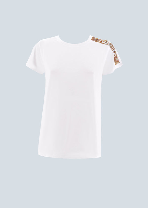 T-Shirt TURA mezza manica con applicazione strass