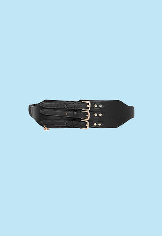 Cintura MITSUMI asimmetrica con elastico più cinturini ecopelle